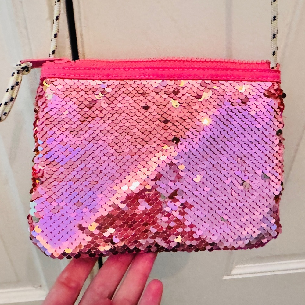 Crewcuts Pink Iridescent Sequin Crossbody Pouch